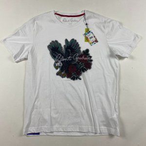 NWT Robert Graham Eagle Rose T Shirt Mens Size XL White Cotton NEW